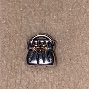 Pandora purse charm w/14k gold bow